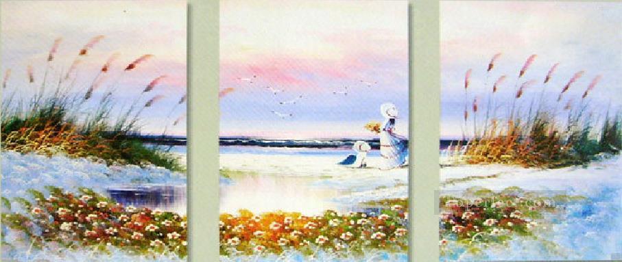 agp0719 panel triptych seascape Oil Paintings